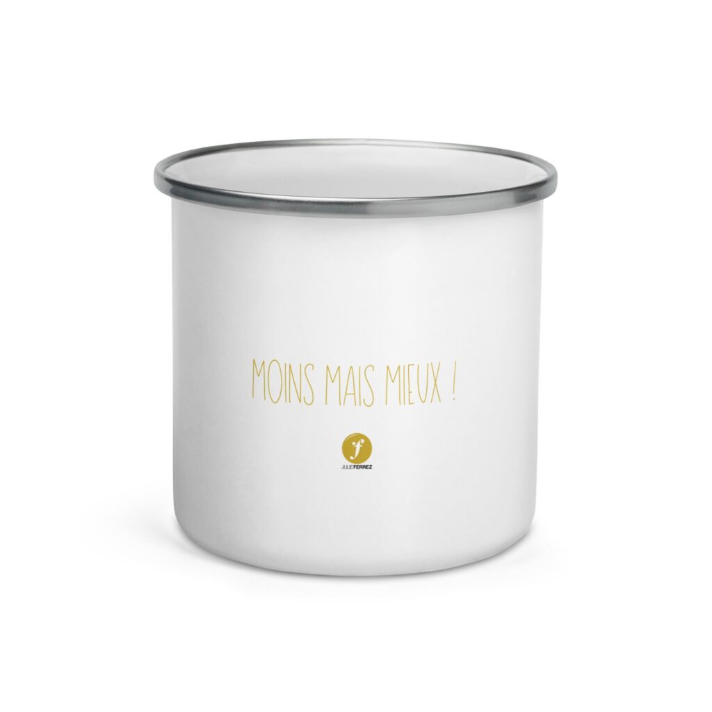 Mug émaillé « Moins mais Mieux »